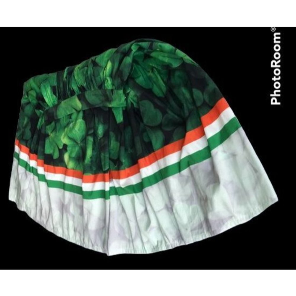 Vintage Shamrock Skirt Ireland Colors 30" Waist Flared Side Zip St Patr… - Picture 7 of 11